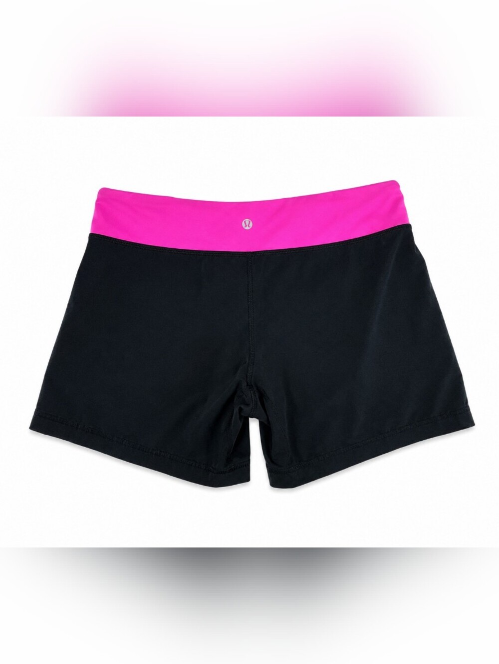 Lululemon Women’s Running Shorts Size 6 Black Pink Waistband Athletic Workout